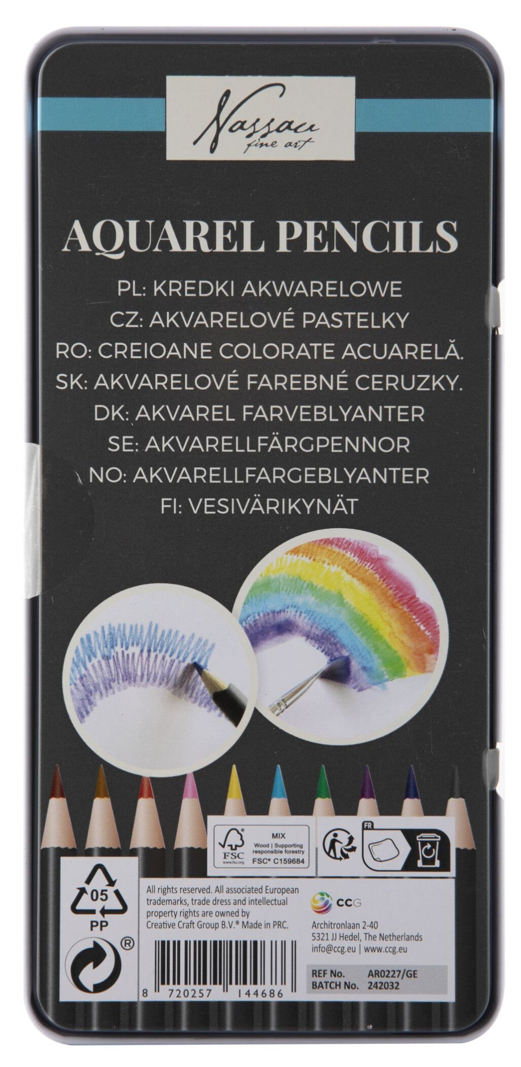 Krāsainie Nassau akvareļu zīmuļi, 10 gab. komplektā