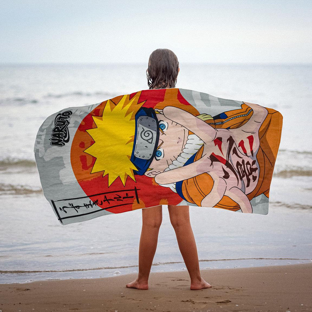 Naruto Jutsu vannas dvielis, pludmales dvielis 70x140cm (ātri žūstošs)