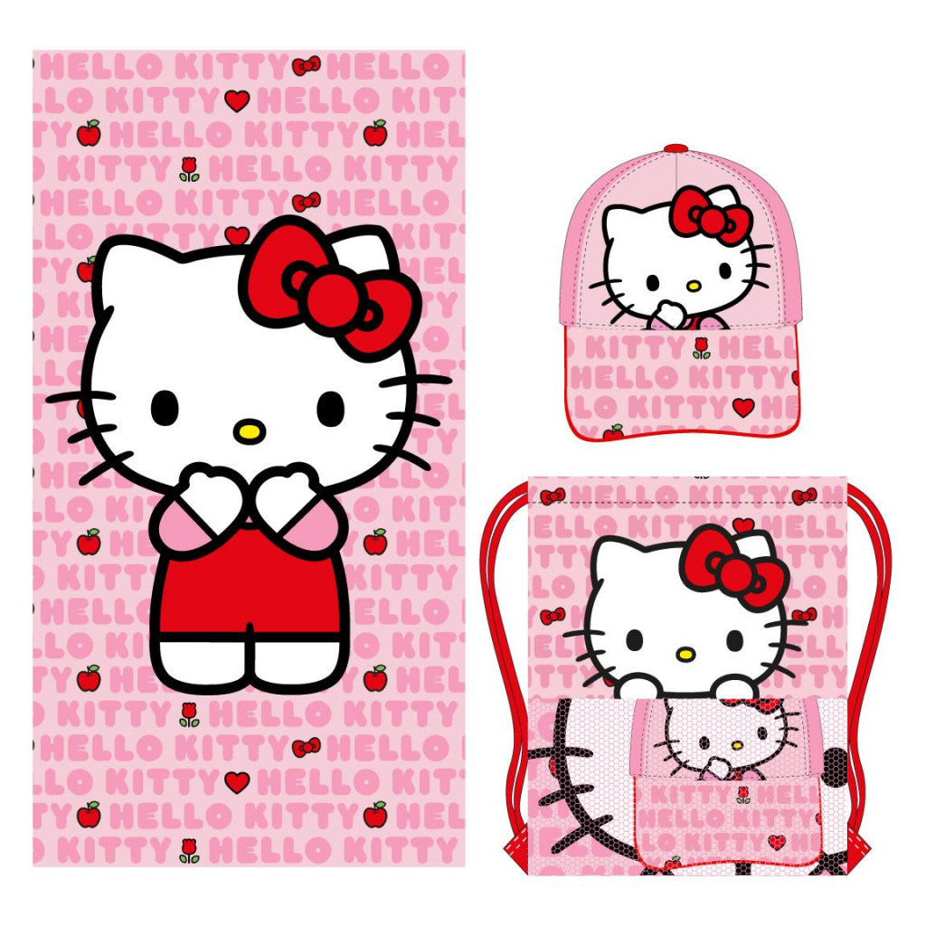 Hello Kitty dvielis, sporta soma, beisbola cepures komplekts