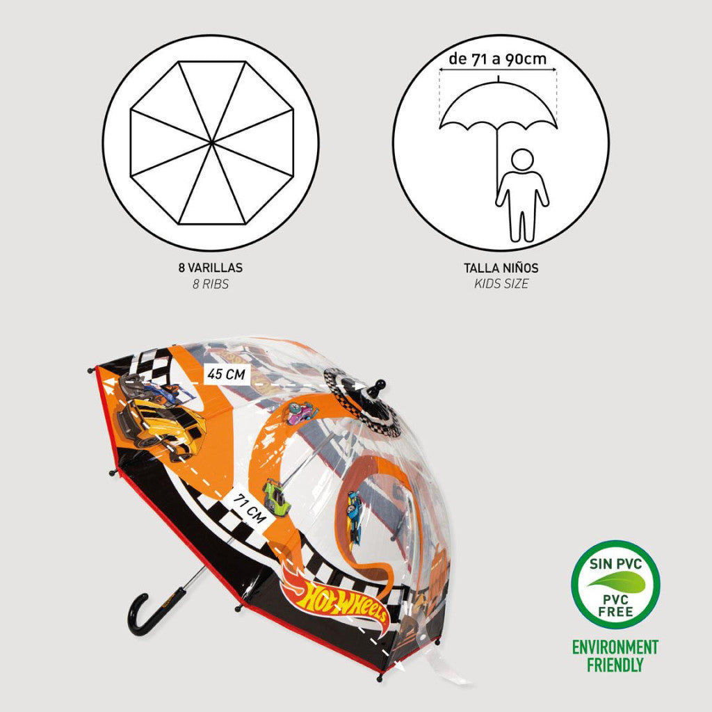 Hot Wheels Race bērnu caurspīdīgais lietussargs √ò71 cm