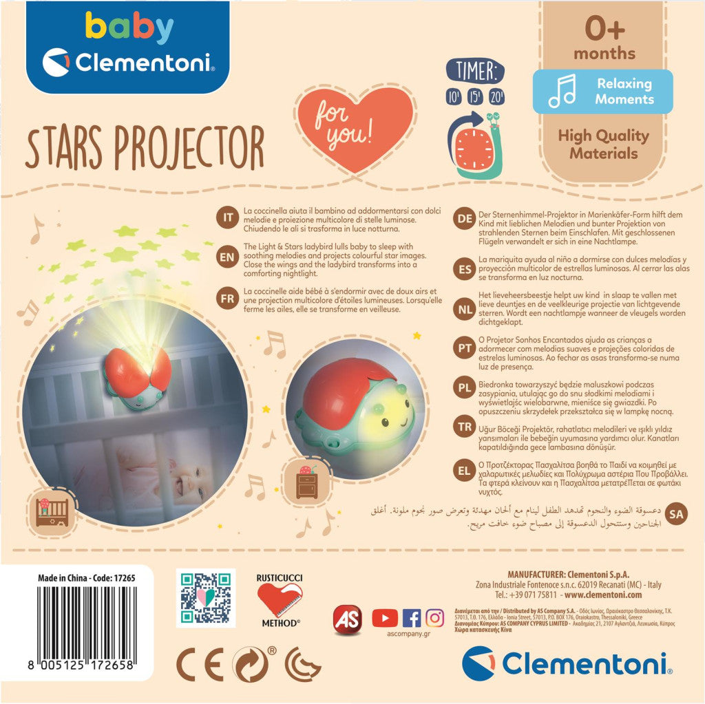 Ladybug Stars naktslampiņa, projektors Clementoni