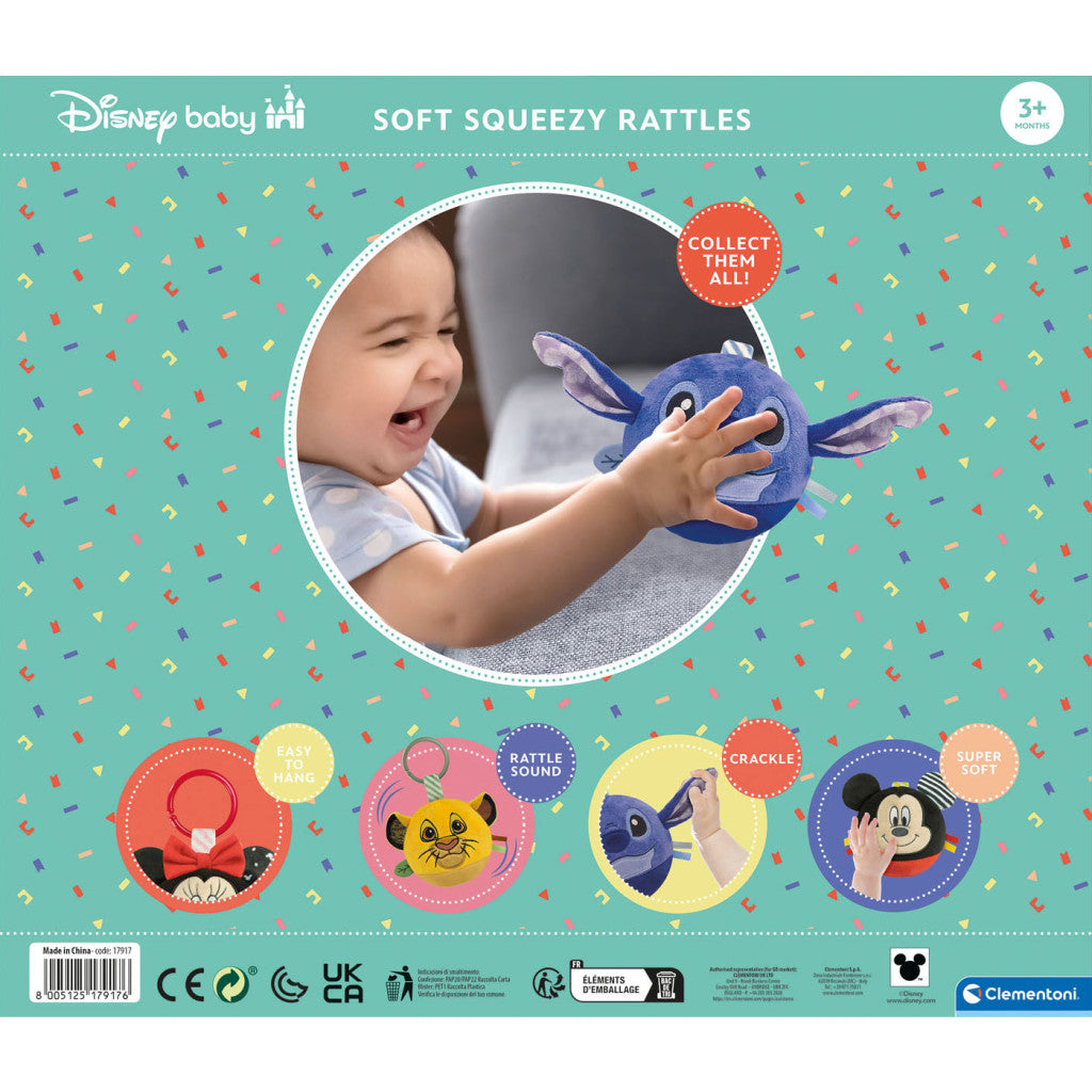 Disney Mikija plīša bumbiņas figūriņa, bērnu grabulītis Clementoni
