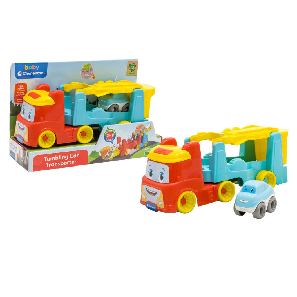 Vehicle Team krāsains apgriežams auto pārvadātājs 2 vienā Clementoni