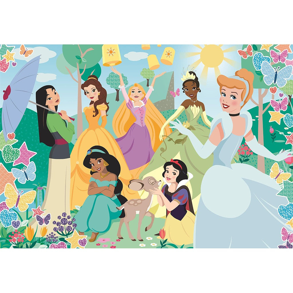Disney Princess Garden 104 detaļu mirdzoša puzle Clementoni