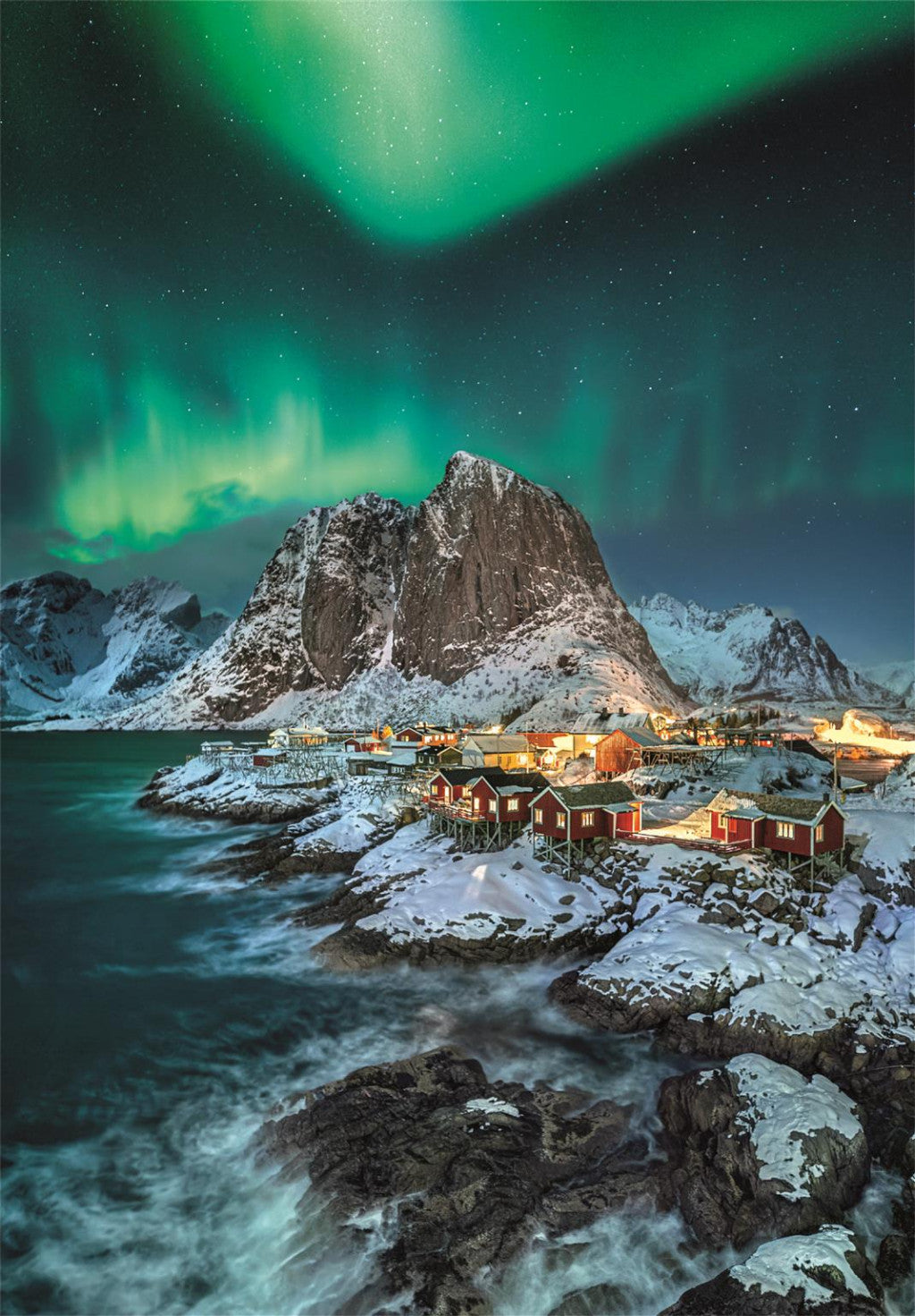 Pilsētas Lofoten Norvēģija 1000 gabalu kompakta puzle Clementoni