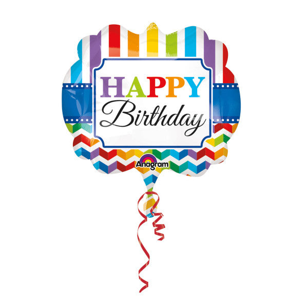 Daudz laimes dzimšanas dienā! Folijas balons "Dzimšanas dienas svītra" 63 cm
