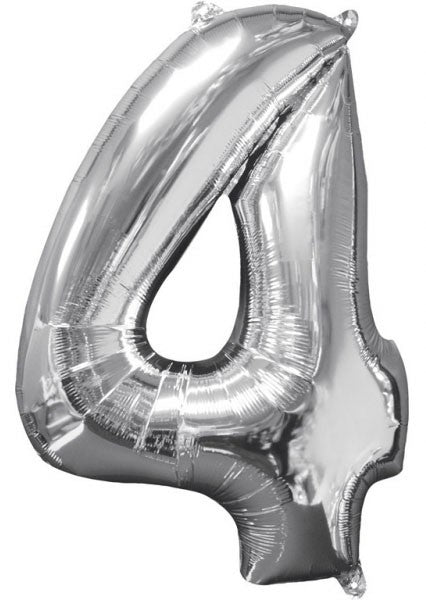Sudraba krāsas folijas balons "Cipari" 4, 66x45 cm