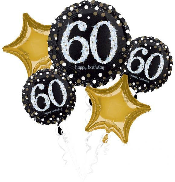 Daudz laimes dzimšanas dienā! 60 folijas balonu komplekts, 5 gabali
