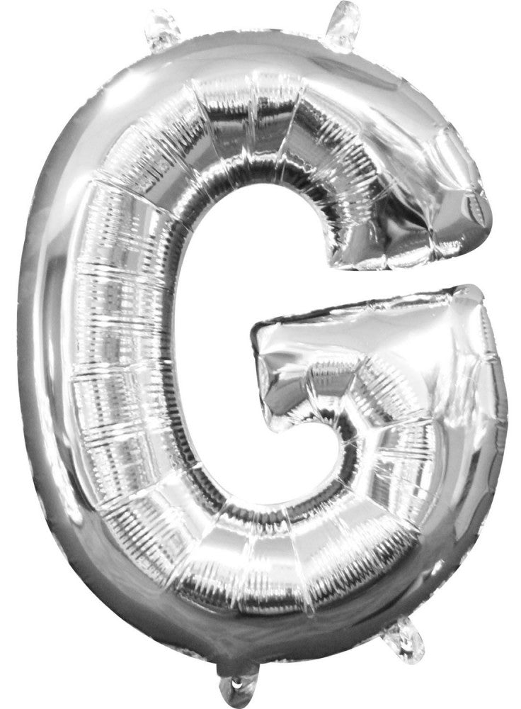 Folijas balons ar ciparu "Mini G" burtu, sudraba krāsā, 33 cm