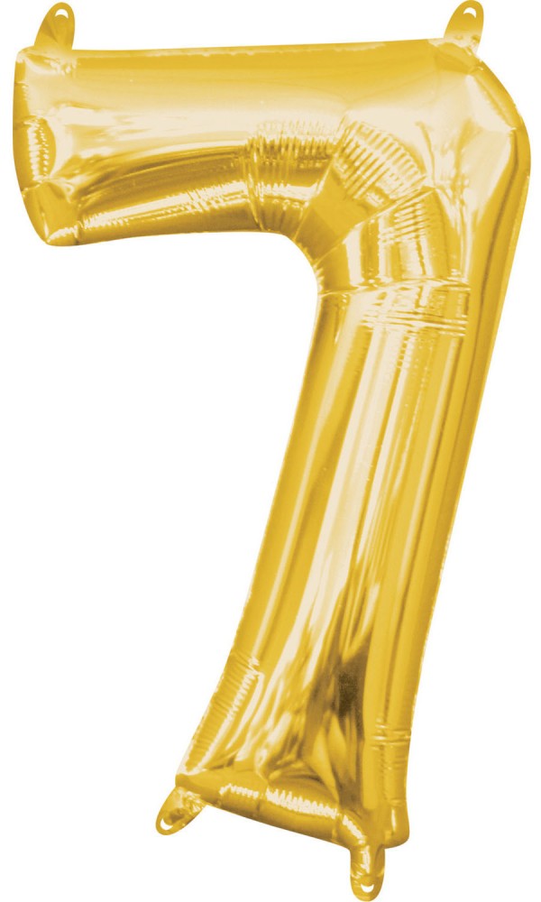 Zelta krāsas skaitlis, zelta krāsas mini folijas balons ar skaitli 7 - 40 cm