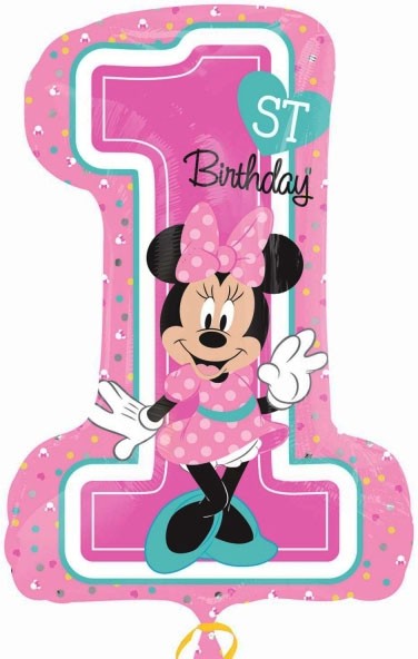 Disney Minnijas rozā pirmās dzimšanas dienas folijas balons 71 cm
