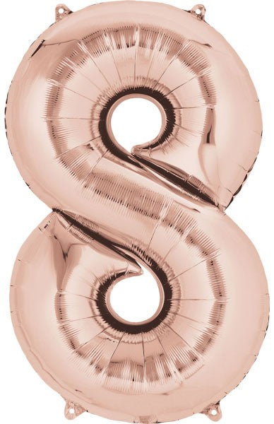 Folijas balons "Cipari 8", 86*53 cm, zelta krāsā, milzīgs, skaitlis, zelta krāsā