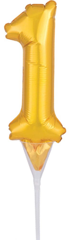 Folijas balons kūkai "Cipars 1" (zelta krāsā), 15 cm