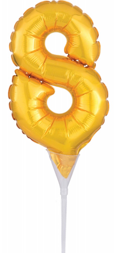 Zelta krāsas folijas balons kūkai, 15 cm