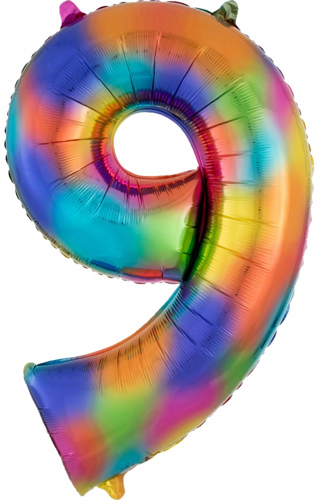 Milzu folijas balons "Ciparu varavīksne" 9, 86*55 cm