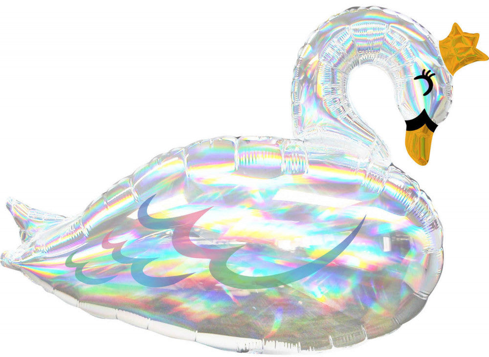 Hologrāfisks folijas balons "Gulbja zelta tiāra" 73 cm