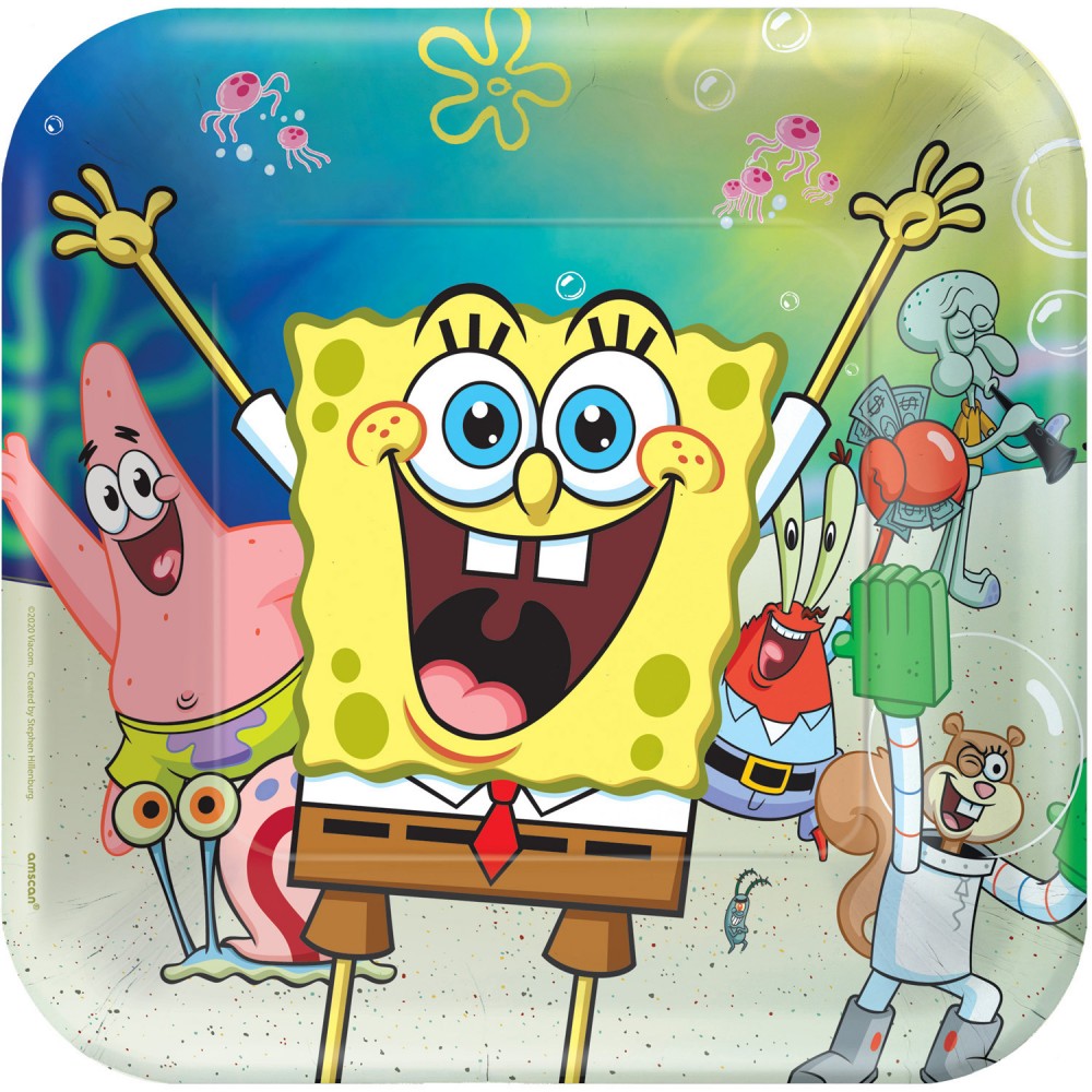 SpongeBob smieklu papīra šķīvji 8 gabali 23 cm