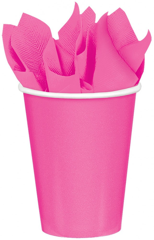 Krāsainas spilgti rozā papīra krūzītes, 8 gab., 250 ml