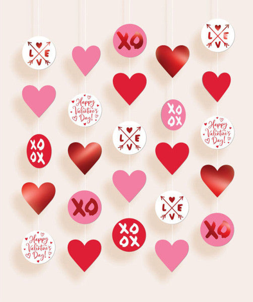 Piekaramo dekorāciju komplekts "Priecīgu Valentīndienu" (5 daļas)