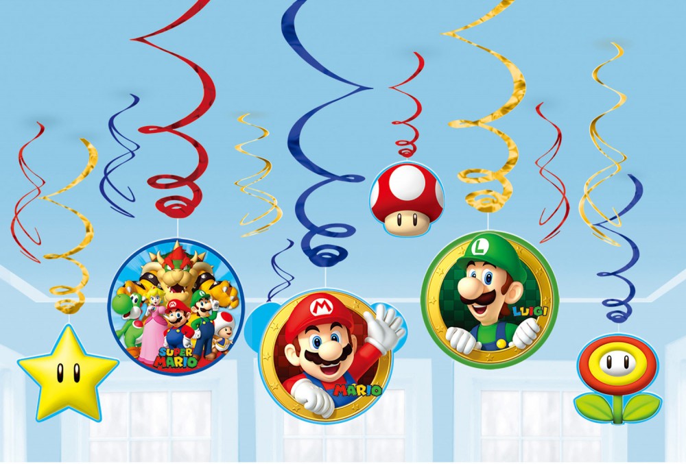 Super Mario Mushroom World 12 daļu lentīšu dekorāciju komplekts