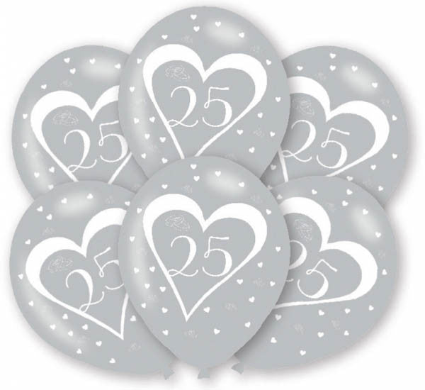 Jubilejas sudraba 25. gadadienas balons, 6 gab. baloni 11 collas (27,5 cm)