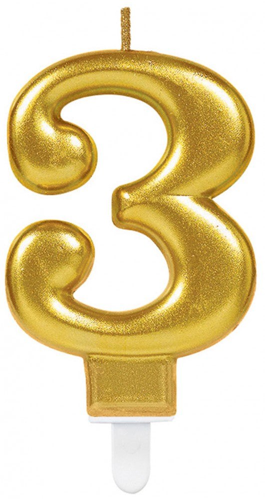 Zelta skaitlis, kūkas svece "3"