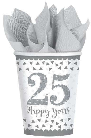 Jubilejas sudraba 25. papīra krūzītes 8 gab. 266 ml