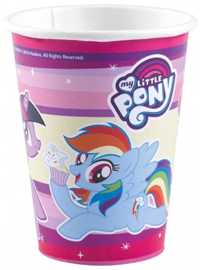 My Little Pony varavīksnes mirdzošās papīra krūzītes 8 gab. 250 ml