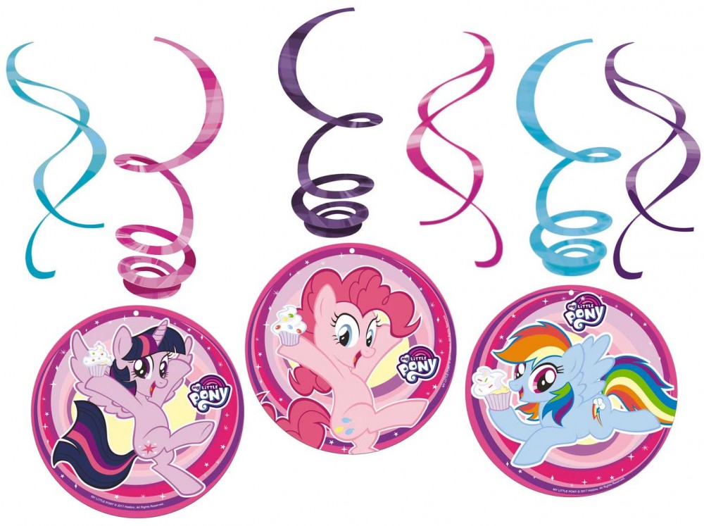 My Little Pony varavīksnes mirdzuma lentīšu dekorāciju 6 daļu komplekts