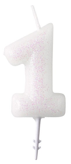 Krāsa Balta, Balta mirdzoša svece 1 gab. 6,5 cm