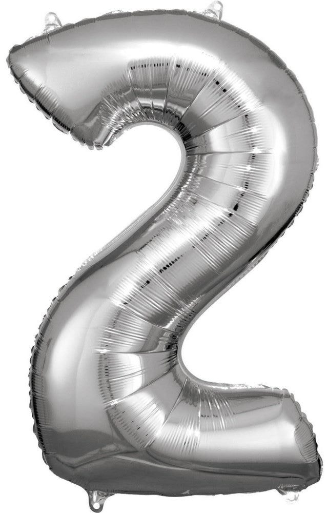 Sudraba milzu folijas balons "Cipari" 2, 86*53 cm