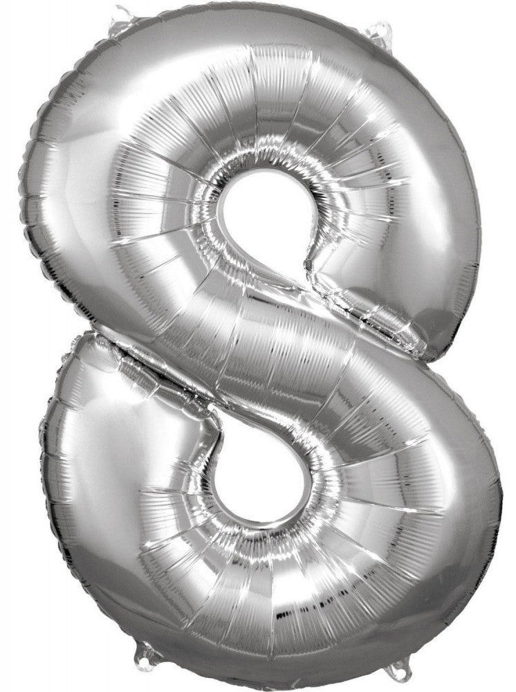Sudraba milzu folijas balons "Cipari" 8, 83*55 cm