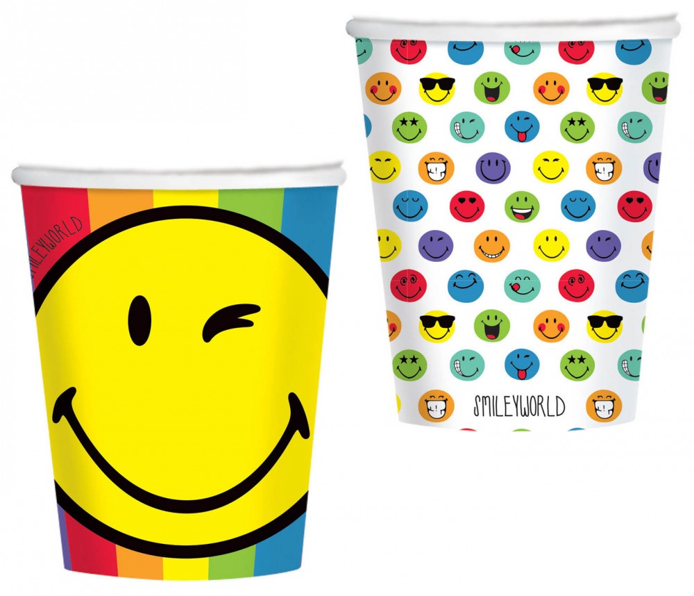 Emoji Wink papīra krūzītes 8 gab. 250 ml