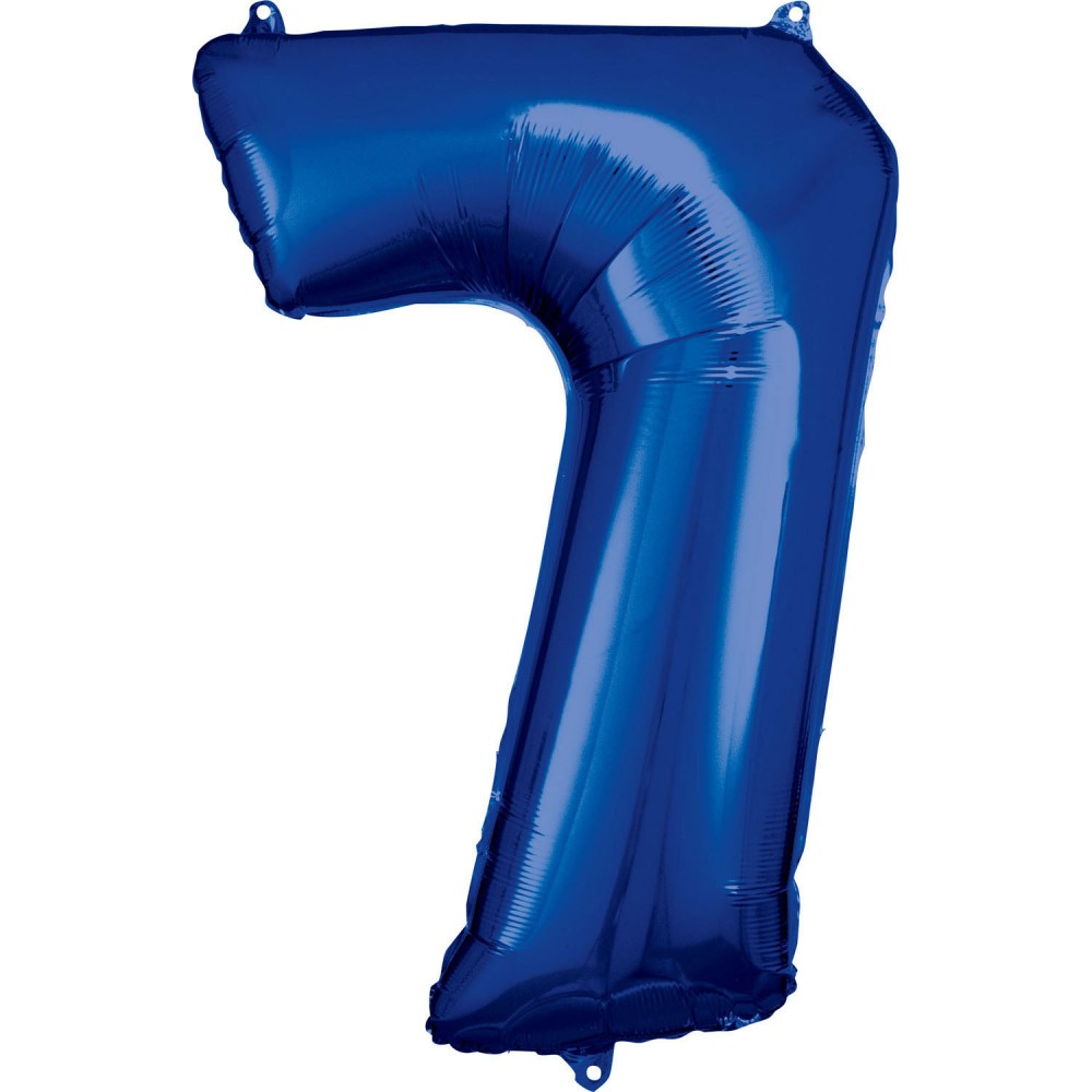 Folijas balons "7", zils, milzīgs, 88*58 cm, cipari, 7