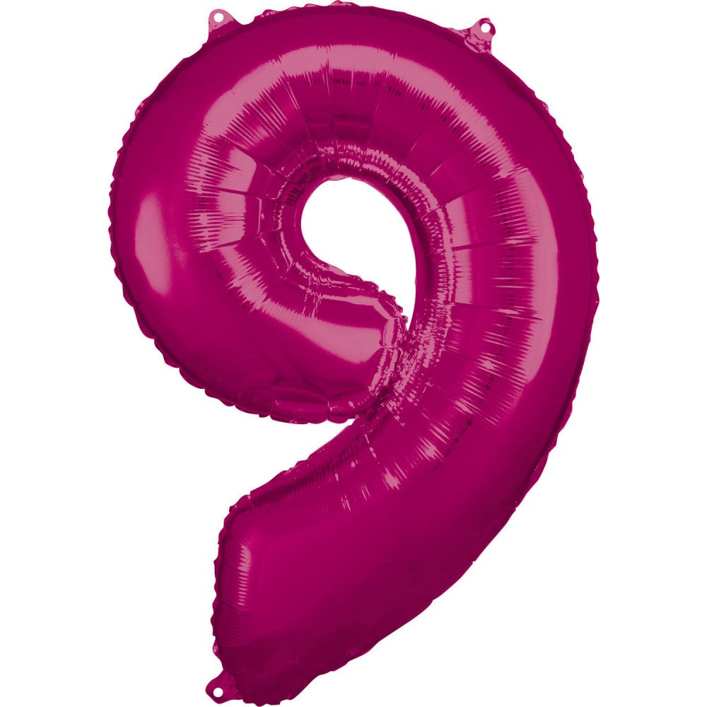 Milzīgs folijas balons "Cipari" ar rozā cipariem, 9, 86*63 cm