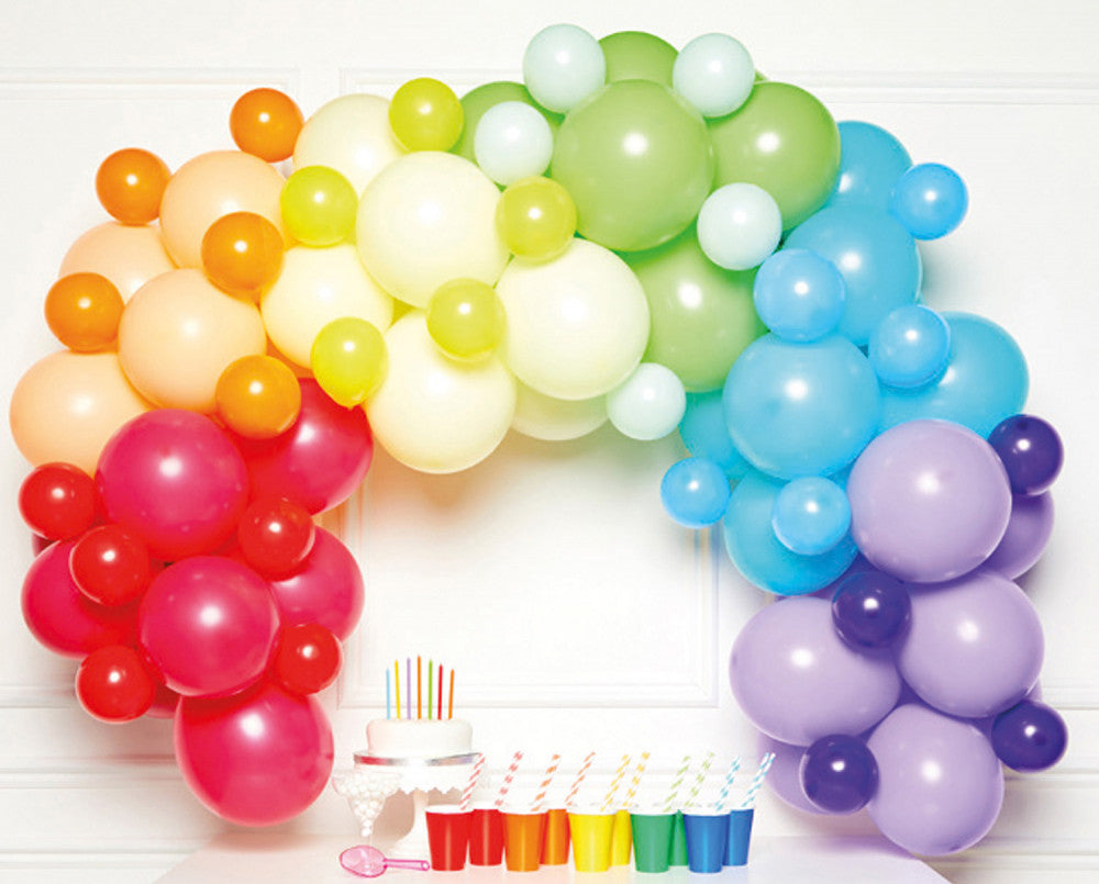Krāsu varavīksnes balons, balonu vītne, 78 daļu komplekts