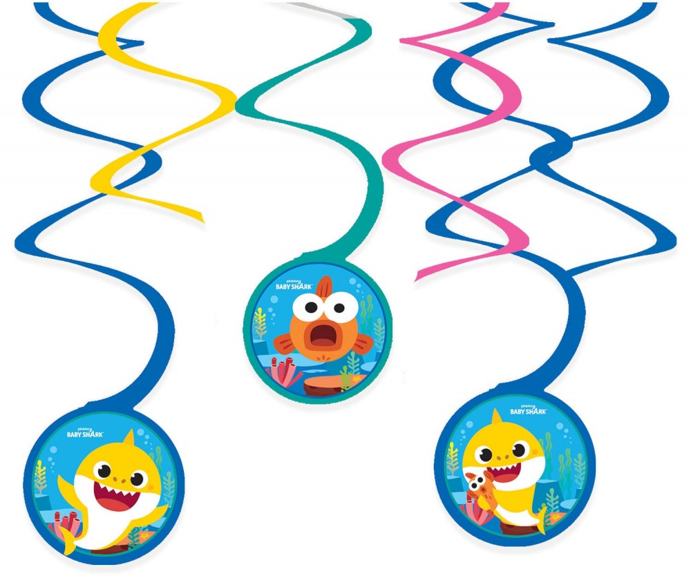 Baby Shark mūzikas lentīšu dekorāciju 6 daļu komplekts