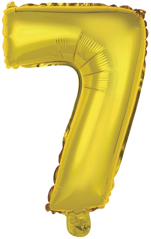 Zelta krāsas folijas balons "Cipars 7", 42 cm