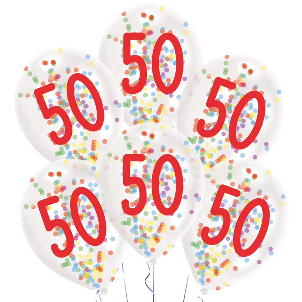 Daudz laimes dzimšanas dienā Baloni, pildīti ar 50 konfeti, 6 gab., 11 collas (27,5 cm)