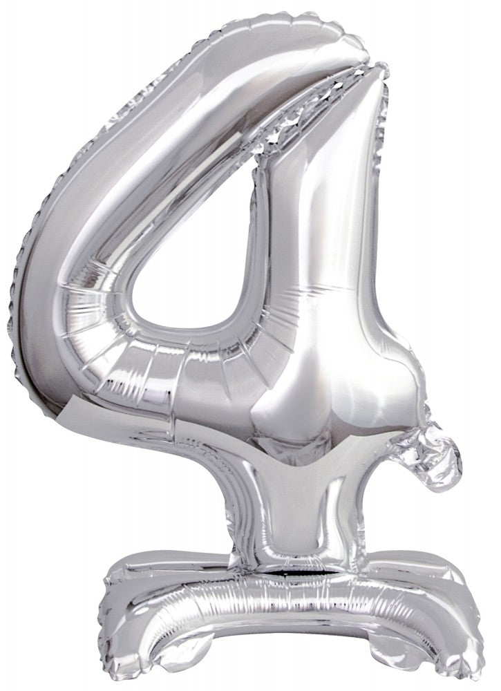 Sudrabains skaitlis, sudrabains mini folijas balons ar pamatni 38 cm