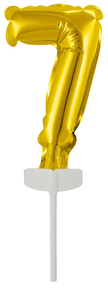 Folijas balons kūkai "Cipars Zelts", "Cipars 7", 13 cm