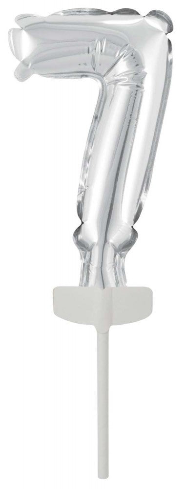 Sudraba folijas balons "7. skaitlis" kūkai, 13 cm