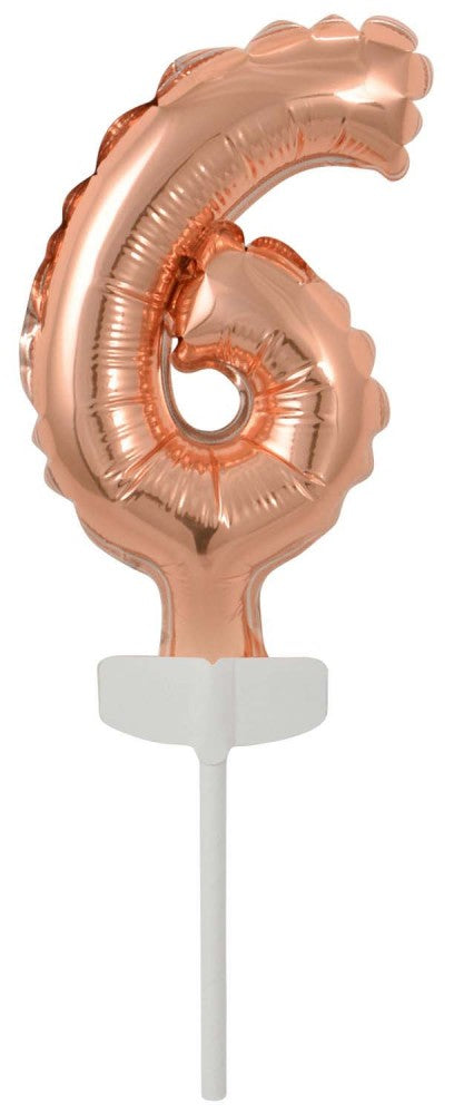 Folijas balons "Cipars 6" kūkai, 13 cm, zelta krāsā