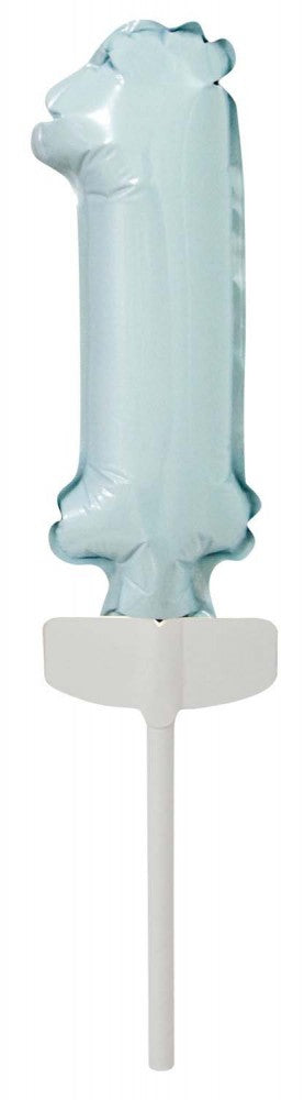 Folijas balons "Cipars pasteļzils", zils, 13 cm, kūkai, "Cipars 1"
