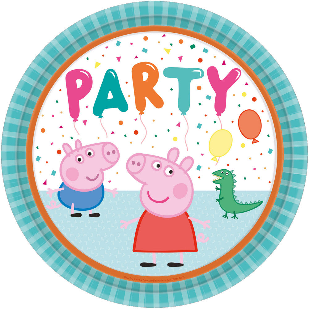 Peppa Pig konfeti papīra šķīvju komplekts, 8 gab., 23 cm