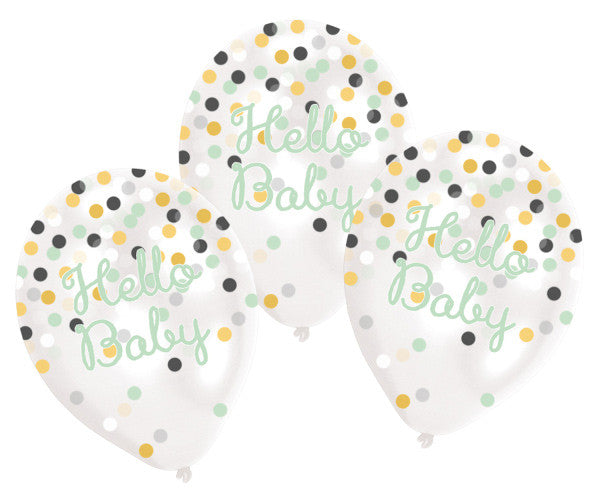 Baby Dots Hello balons, 6 balonu komplekts 11 collas (27,5 cm)