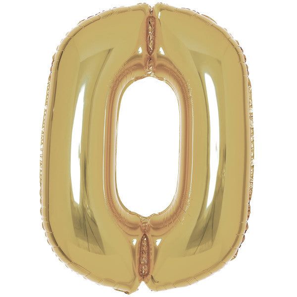 Folijas balons "Cipars 0", baltā zelta krāsā, 90 cm
