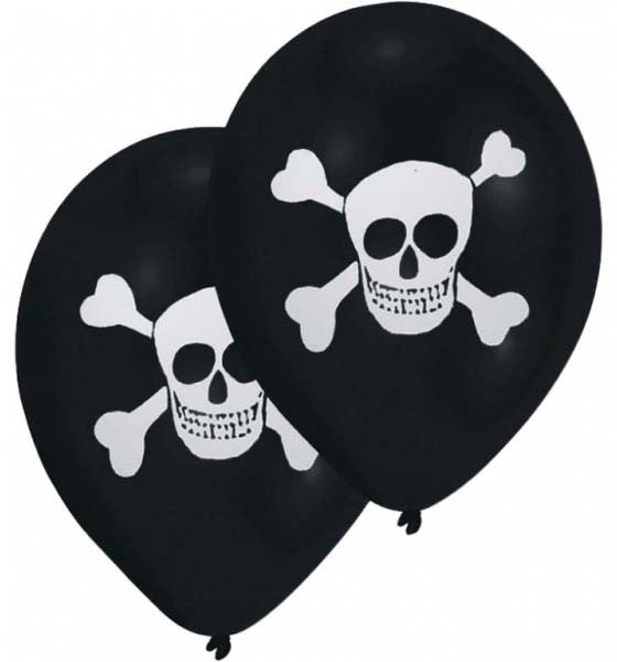 Pirāta galvaskausa balons, 8 gabali (10 collas / 25,4 cm)