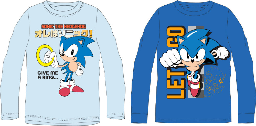 Sonic the Hedgehog Ring Sonic the Hedgehog bērnu krekls ar garām piedurknēm, augšdaļa 104-152 cm