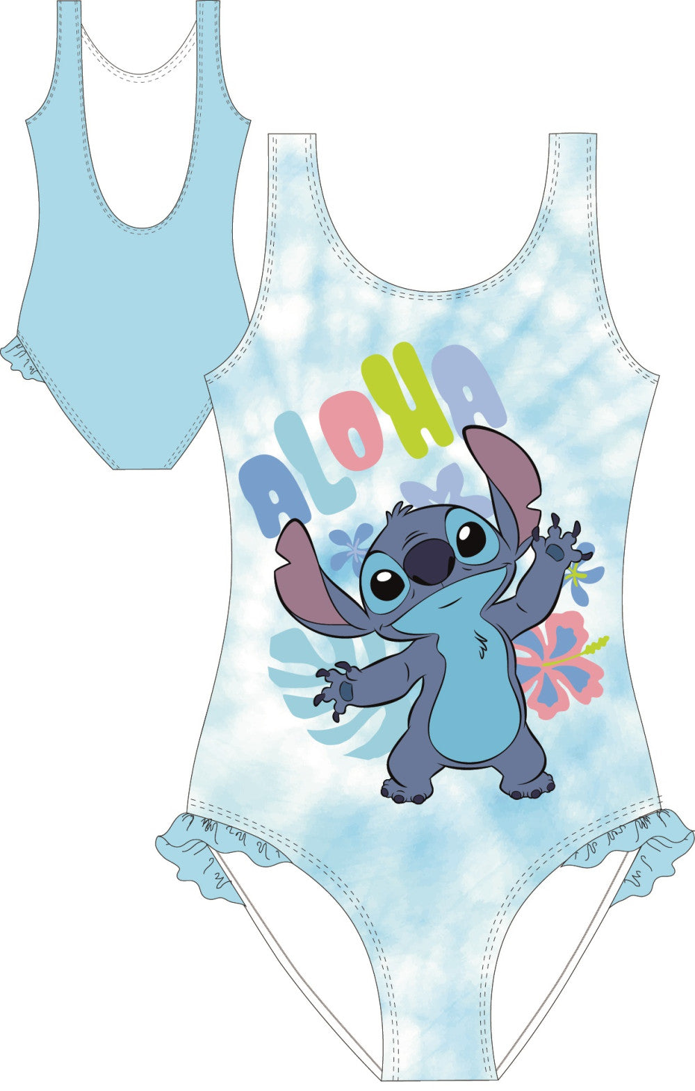Disney Lilo un Stitch Aloha bērnu peldkostīms, peldkostīms 104-140 cm